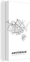 Tableau sur Toile City Map - Zwart Wit - Carte - Amsterdam - Pays- Nederland - Plan d'Etage - 40x80 cm - Décoration murale