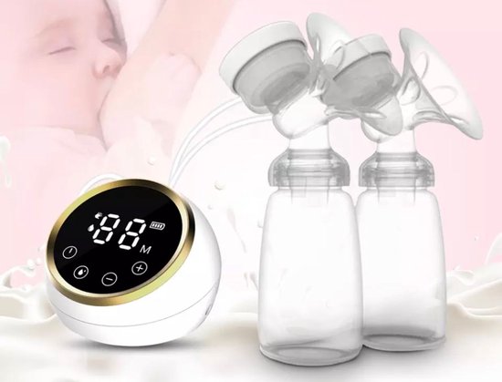  - Dual Efficient borstkolf  - Draadloze Dubbele Elektrische Borstkolf - Oplaadbare Accu - Inclusief 2x180 ml Babyfles