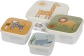 Boîtes à goûter Safari - Boîtes à biscuits - Set de 4 - Zebra / Girafe / Lion / Rhinocéros