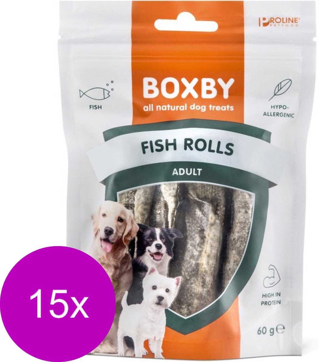 Boxby Fish Rolls - Hondensnacks - 15 x Vis 60 g