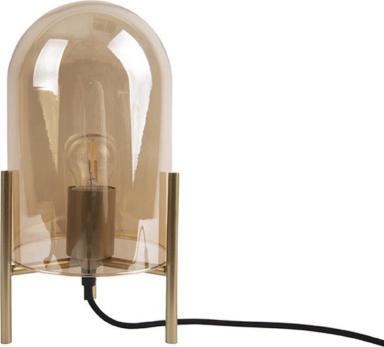 Leitmotiv tafellamp Glass Bell, amber bruin/goud
