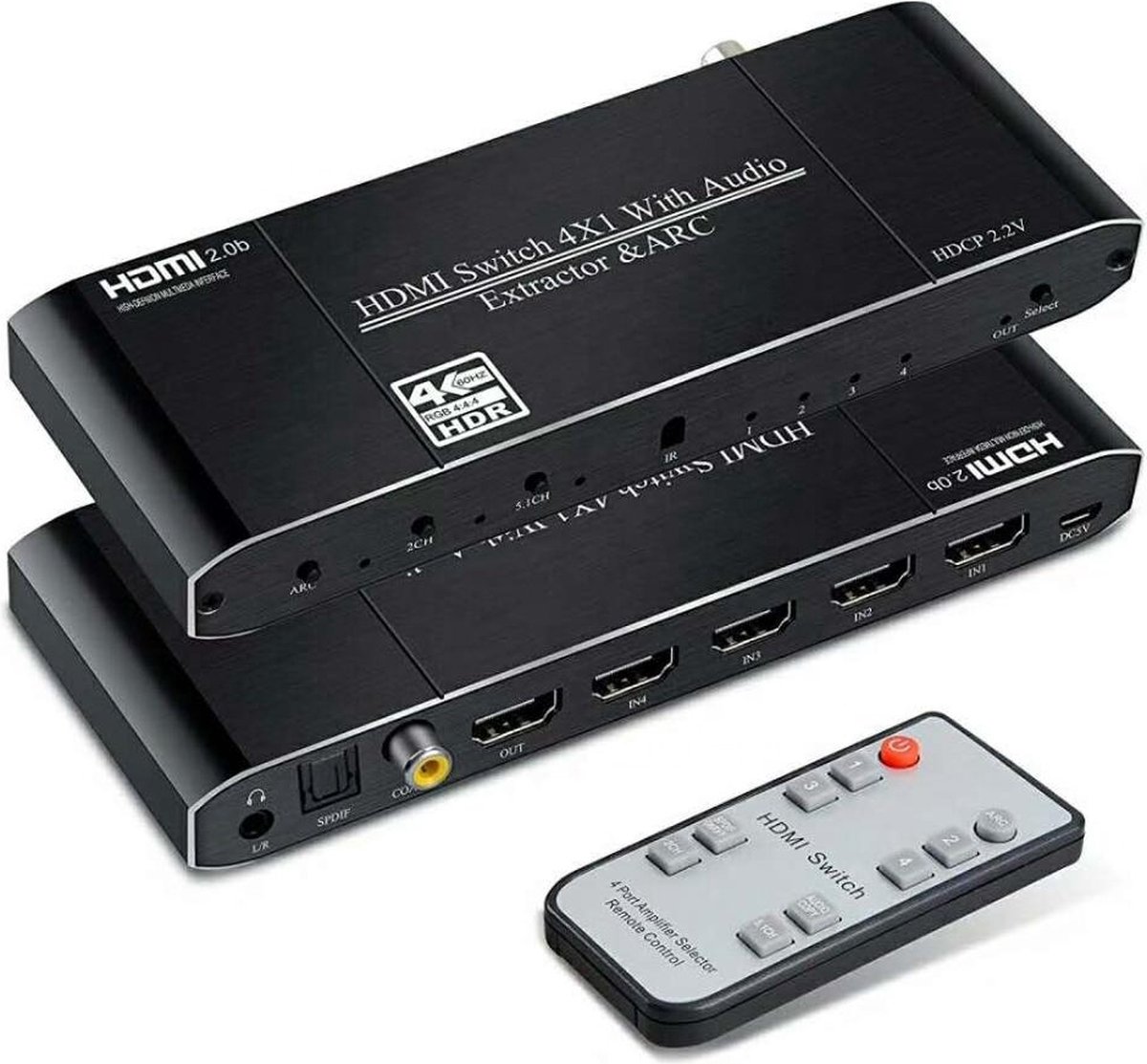 SBVR CHQ9 - 4K HDMI Switch met Afstandsbediening - 4 in 1 - 60Hz - HDCP2.2 - ARC