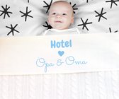 Ledikantlaken Baby | Hotel Opa & Oma blauw | Laken Meyco wit | katoen | wit | 100 x 150 cm | Cadeau voor opa en oma