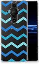 Telefoon Hoesje Sony Xperia Pro-I Siliconen Back Cover Zigzag Blauw