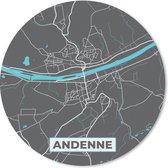 Muismat - Mousepad - Rond - Kaart – Plattegrond – Stadskaart – Andenne – België - Grijs - 50x50 cm - Ronde muismat