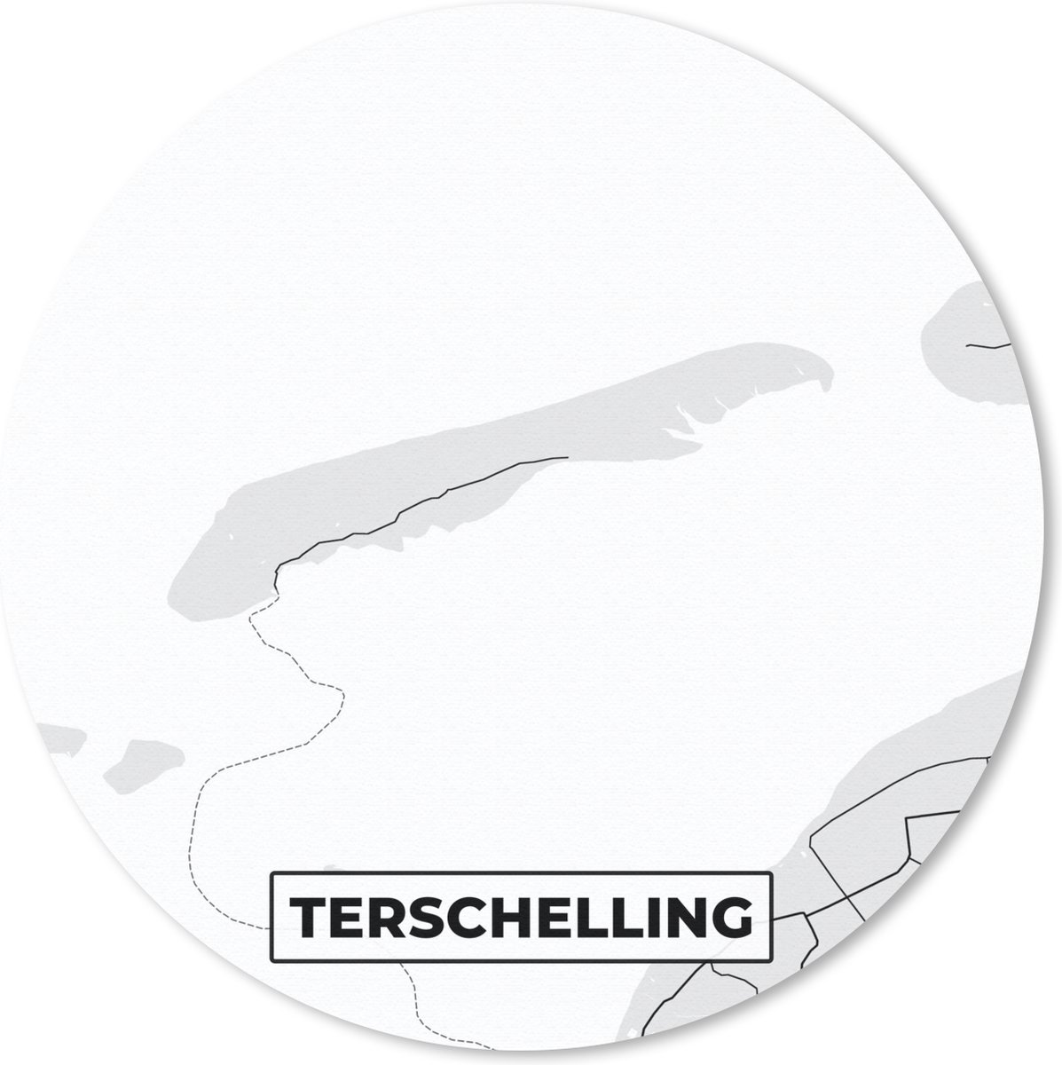 Muismat rond 50x50 cm - Mousepad Kaart - Eiland - Terschelling - Plattegrond - Stadskaart - Ronde muismatten - Stadskaart