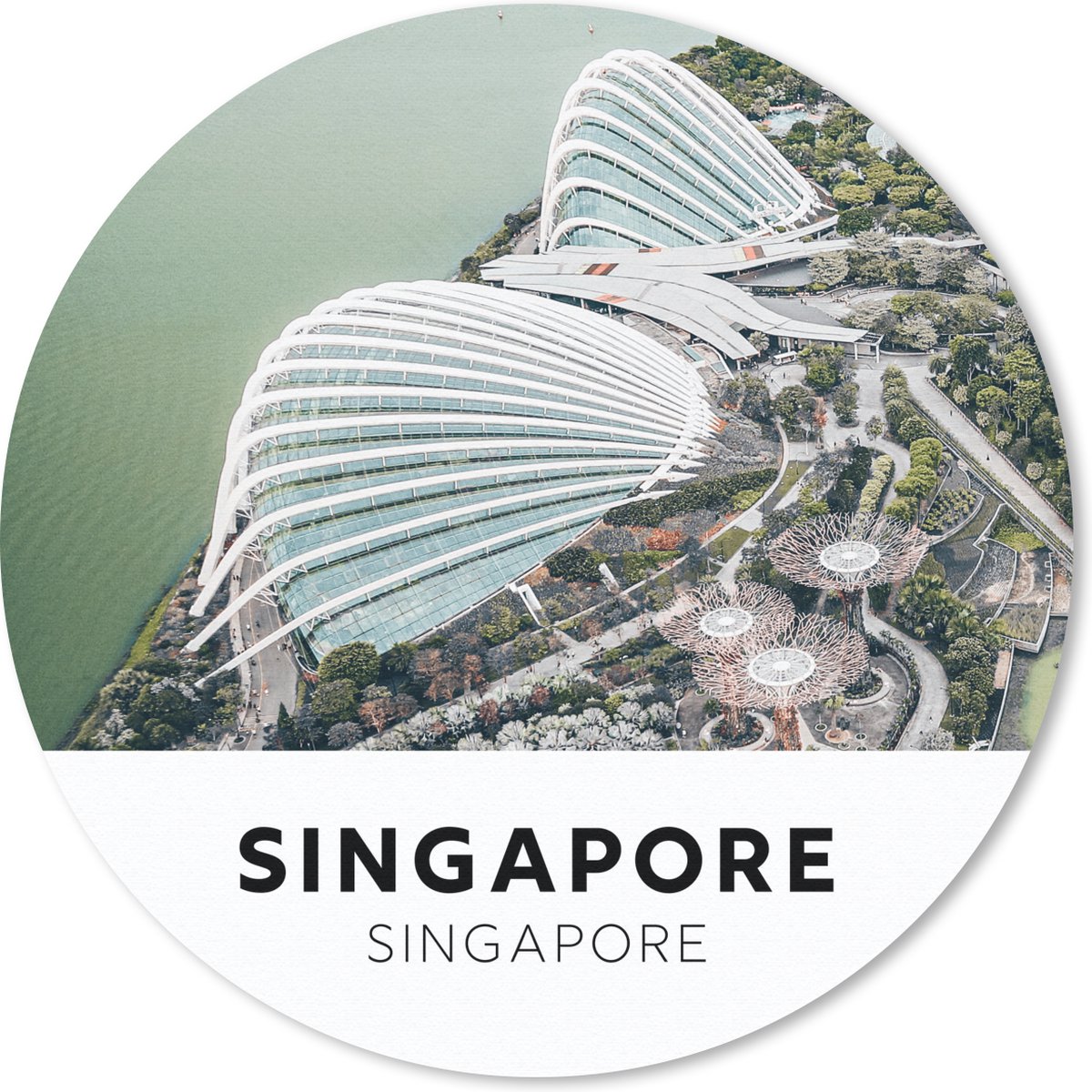 Muismat rond 40x40 cm - Mousepad Singapore - Architectuur - Water - Ronde muismatten