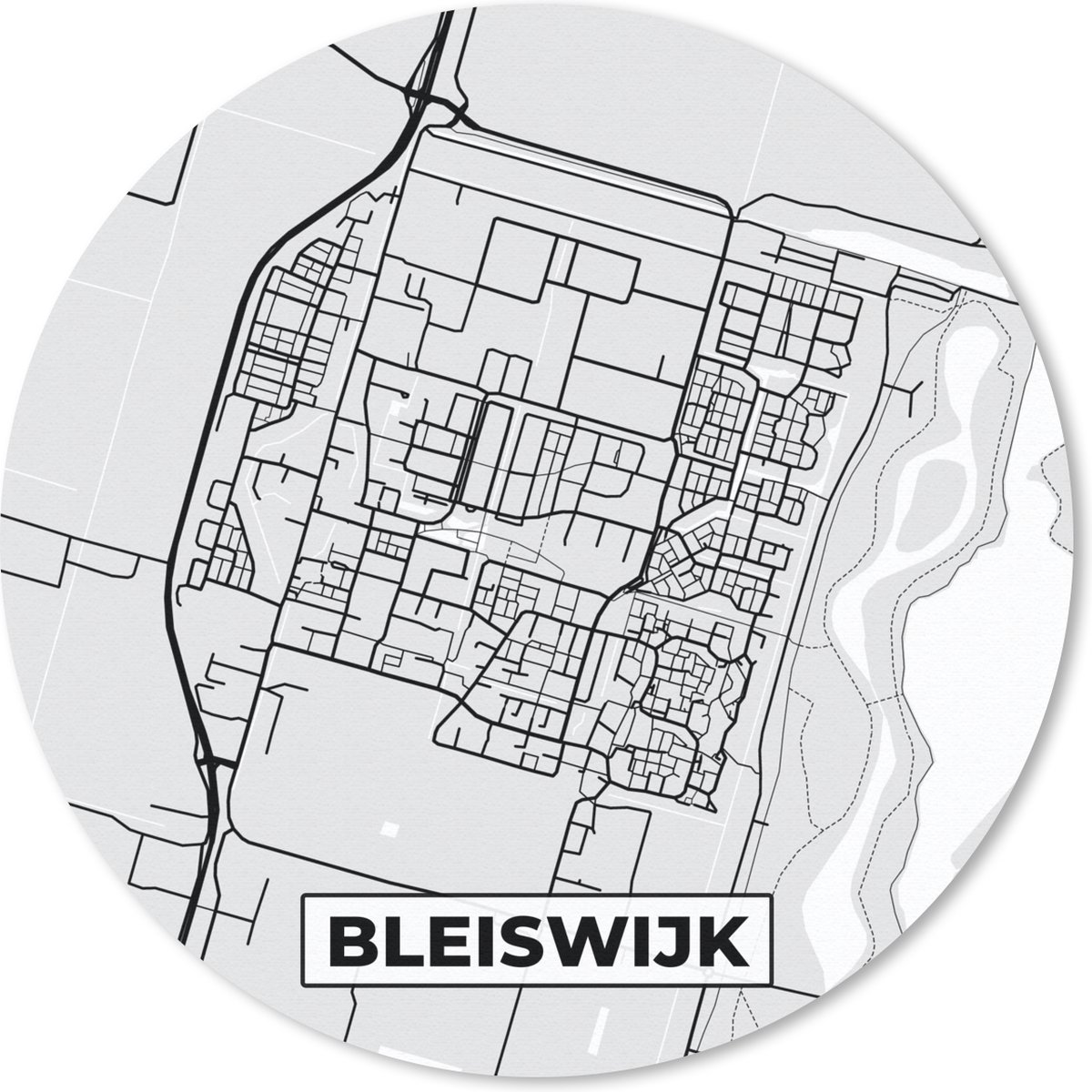 Muismat rond 50x50 cm - Mousepad Plattegrond - Bleiswijk - Kaart - Stadskaart - Ronde muismatten - Stadskaart