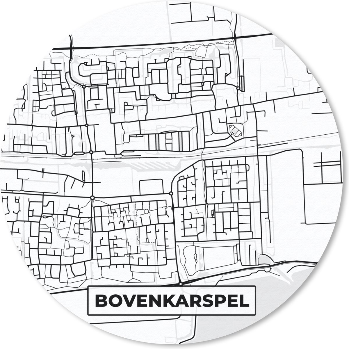 Muismat rond 30x30 cm - Mousepad Kaart - Bovenkarspel - Stadskaart - Plattegrond - Ronde muismatten - Stadskaart