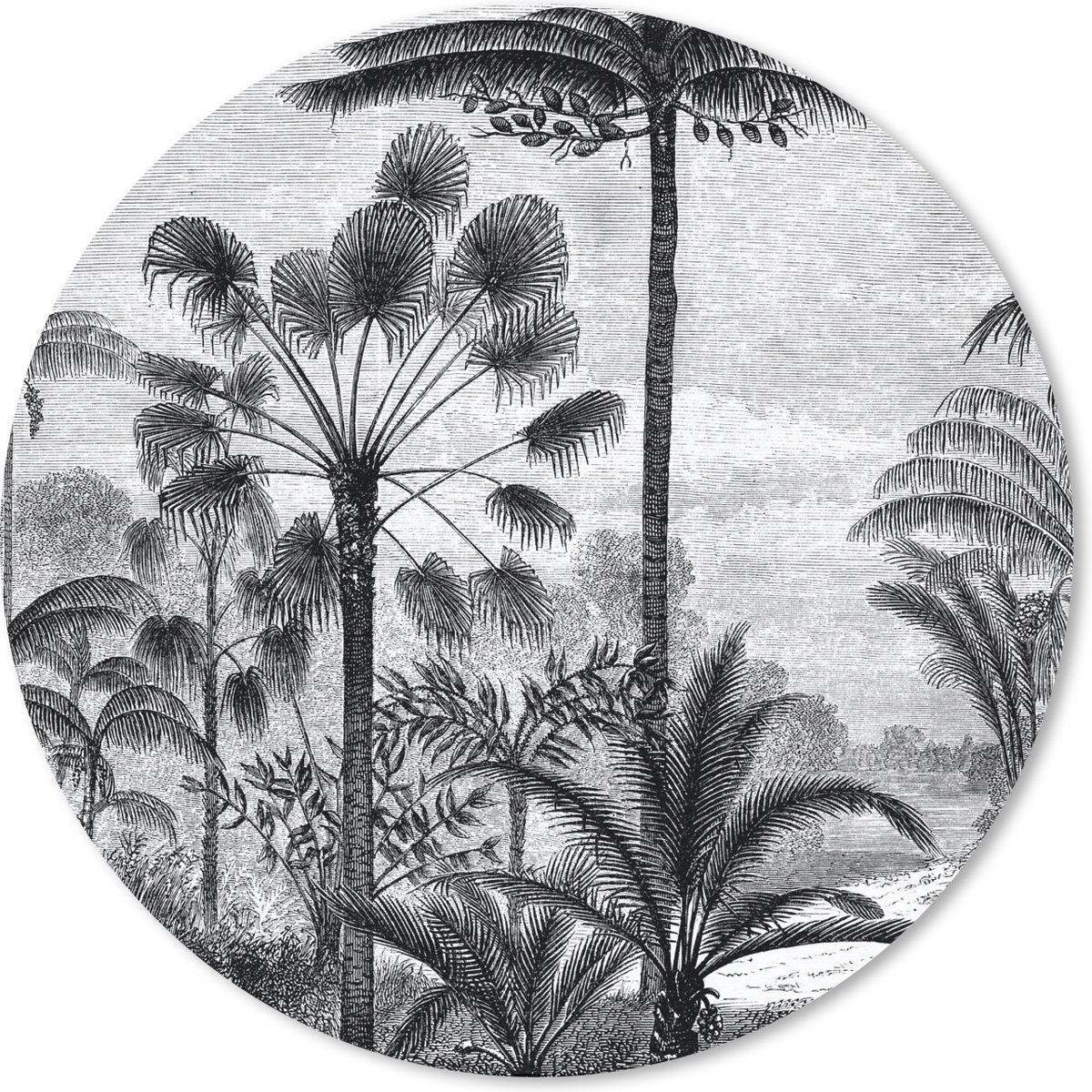 Muismat rond 40x40 cm - Mousepad Design - Bomen - Natuur - Planten - Botanisch - Ronde muismatten