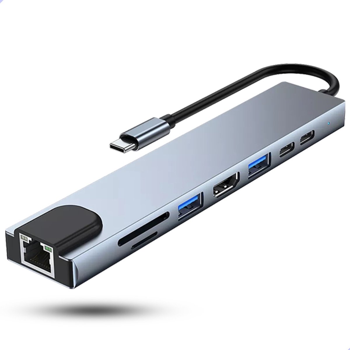 Seb Shopping® Usb-Hub 8 in 1 - USB-C Hub HDMI, USB3.0+USB2.0+HDMI+RJ45+SD/TF+PD data+PD 60W charging（RJ45 100mbps)