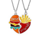 Kasey - Collier d'amitié - Collier BFF pour 2 - Best ami - Hamburger et frites - Coeur