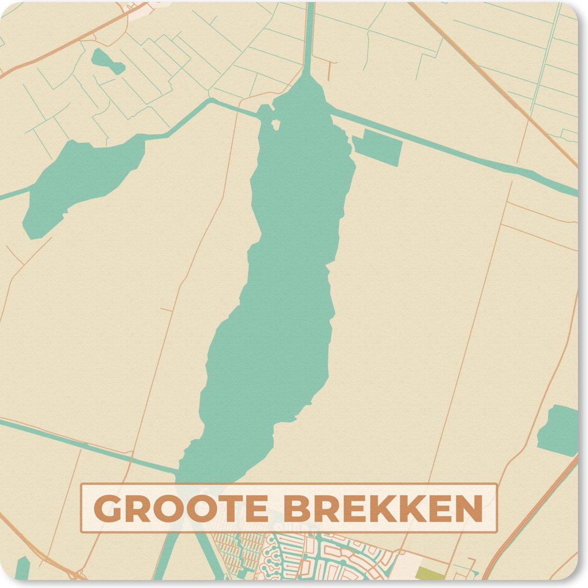 Muismat - Mousepad - Groote Brekken - Kaart - Plattegrond - Vintage - Stadskaart - 30x30 cm - Muismatten