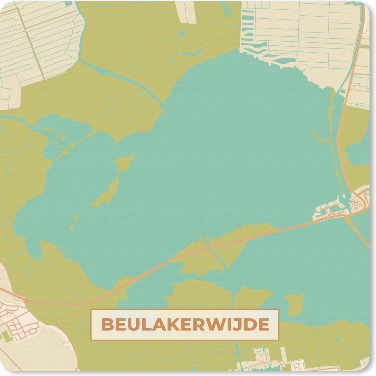 Muismat - Mousepad - Kaart - Plattegrond - Vintage - Stadskaart - Beulakerwijde - 30x30 cm - Muismatten