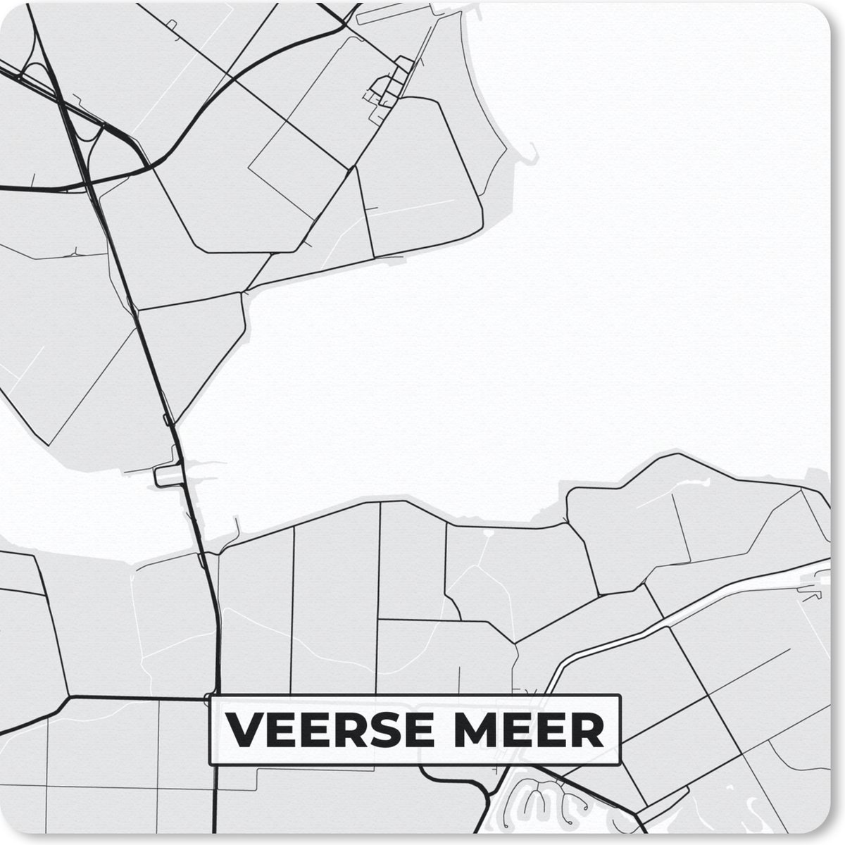 Muismat 20x20 cm - Mousepad Veerse Meer - Meer - Kaart - Plattegrond - Stadskaart - Nederland - Muismatten - Stadskaart