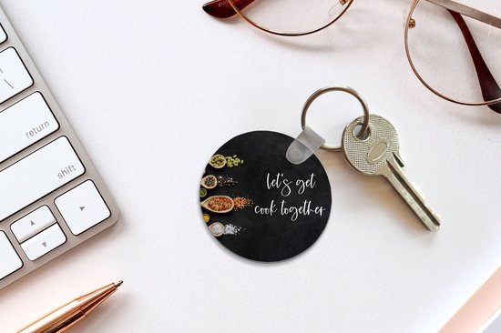 Porte-clés - Let's cuisiner ensemble - Cuisine - Citations - Proverbes - Plastique - Rond - Cadeaux à distribuer