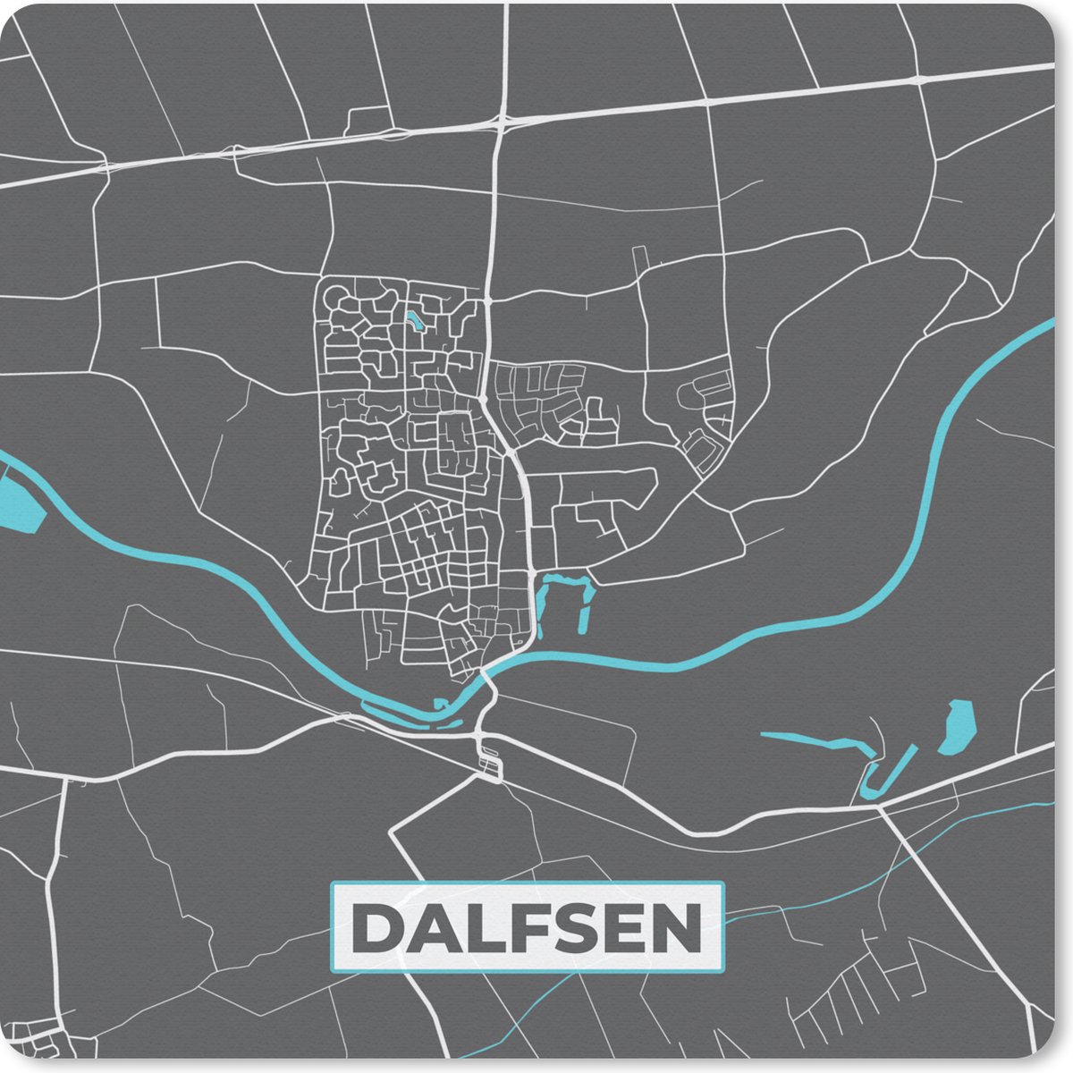 Muismat 20x20 cm - Mousepad Plattegrond - Dalfsen - Kaart - Stadskaart - Muismatten - Stadskaart