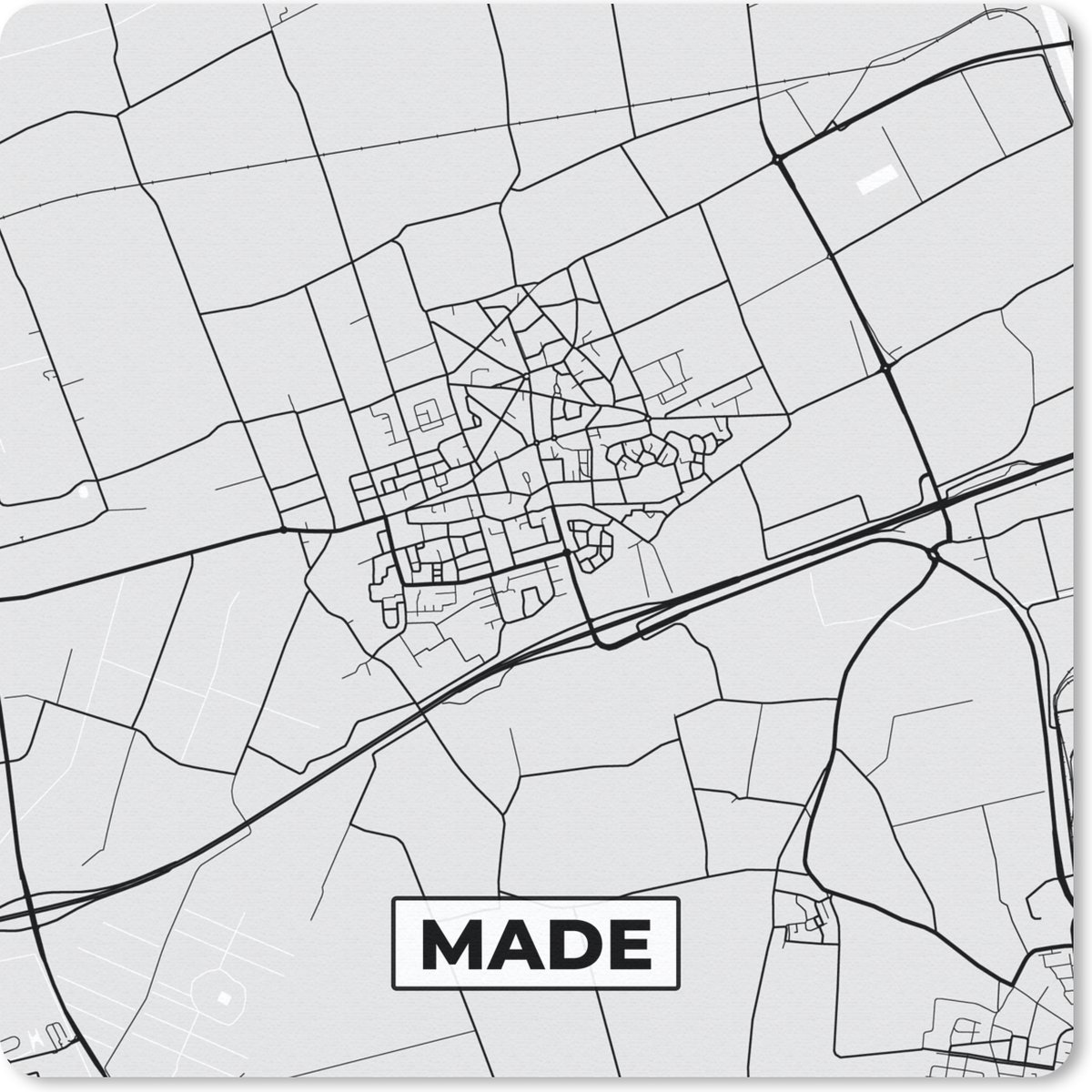 Muismat 20x20 cm - Mousepad Plattegrond - Kaart - Made - Stadskaart - Muismatten - Stadskaart