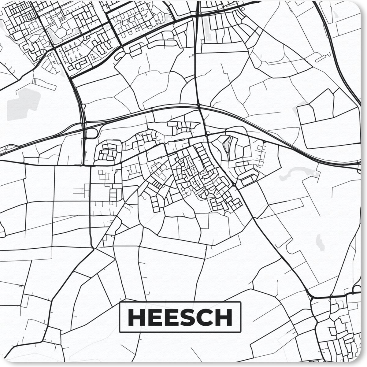 Muismat 20x20 cm - Mousepad Plattegrond - Kaart - Heesch - Stadskaart - Muismatten - Stadskaart