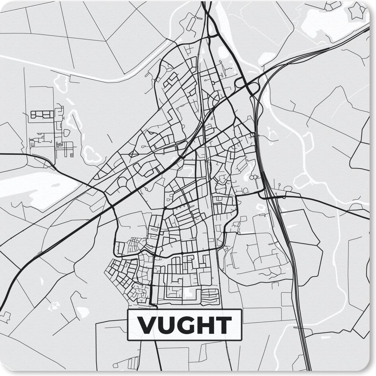 Muismat 30x30 cm - Mousepad Plattegrond - Vught - Kaart - Stadskaart - Muismatten - Stadskaart