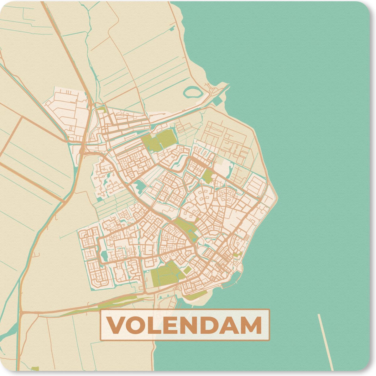 Muismat 20x20 cm - Mousepad Kaart - Volendam - Plattegrond - Stadskaart - Muismatten - Stadskaart