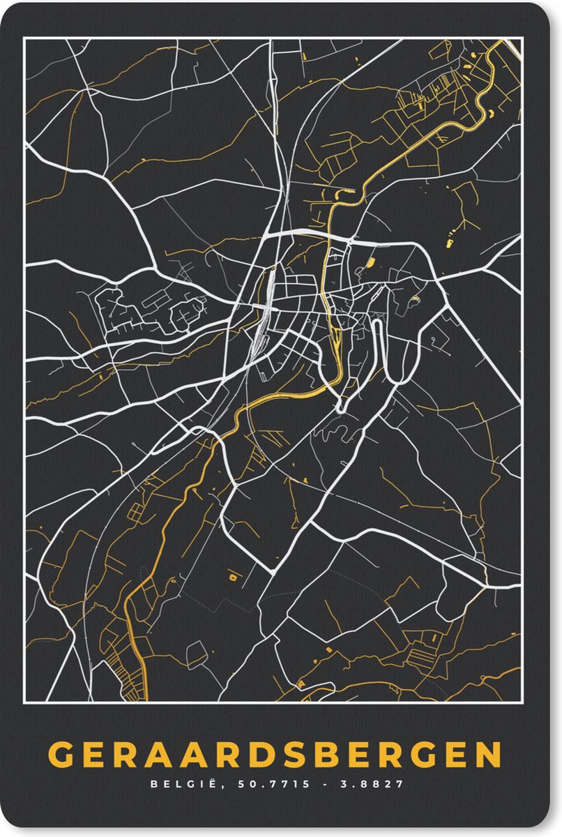 Muismat - Mousepad - Stadskaart - Goud - Geraardsbergen - Plattegrond - Kaart - 18x27 cm - Muismatten