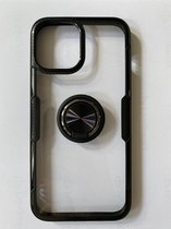 Coque iPhone 12 Pro Max Ring avec anneau magnétique et coque magnétique pour téléphone Zwart
