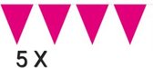 5x vlaggenlijn - Pink - 10 meter, Verjaardag, Sweet Sixteen, Themafeest