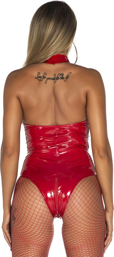 Leatherlook Teddy Rood - Spannend voor koppels - Sexy lingerie - Sex speeltjes - Sex toys - Erotiek - Bondage - Kunstleer - Sexspelletjes voor mannen en vrouwen – Seksspeeltjes - SM