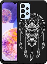 Hoesje Zwart Geschikt voor Samsung Galaxy A23 Dream Owl Mandala White