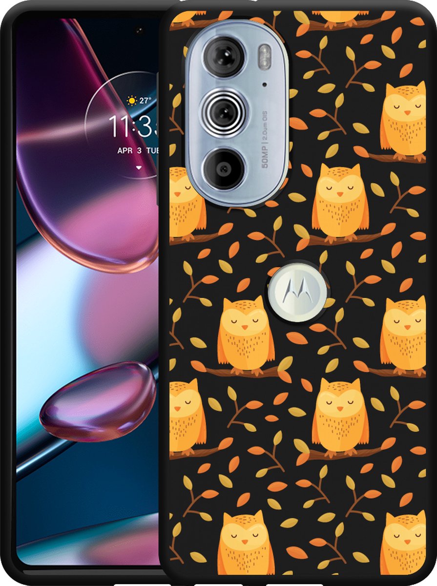 Motorola Edge 30 Pro Hoesje Zwart Cute Owls - Designed by Cazy