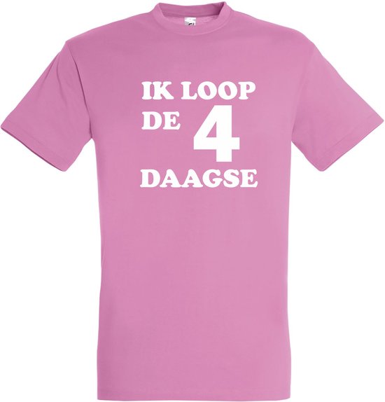T-shirt Ik loop de 4 daagse |Wandelvierdaagse | vierdaagse Nijmegen | Roze woensdag | Roze | maat XL