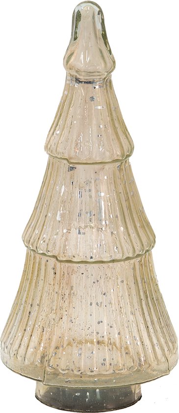 Clayre & Eef Figurine Sapin de Noël 30 cm Beige Verre
