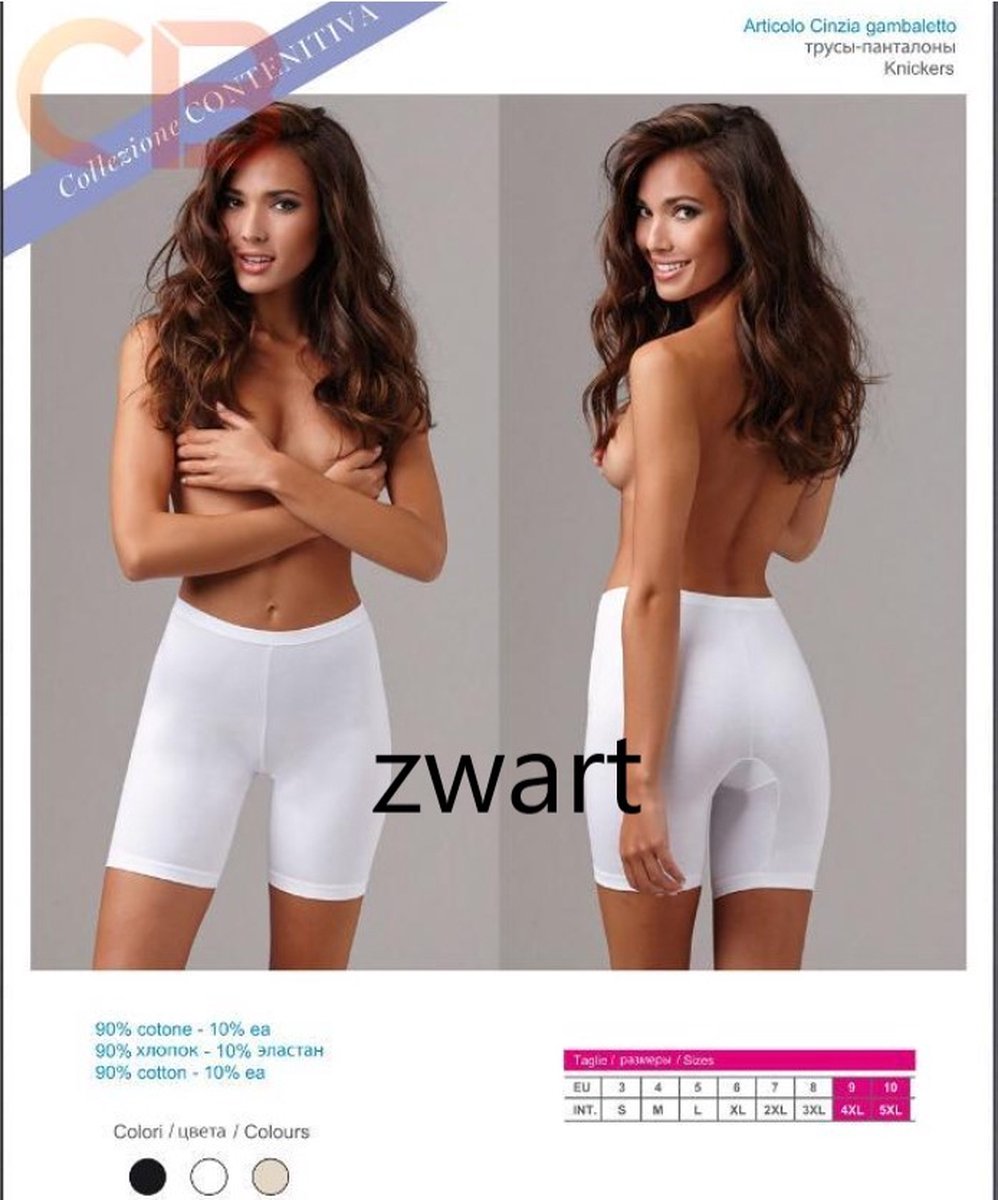 Katoenen korte legging in ZWART kleur met zachte elastische talie maat 4XL/5XL