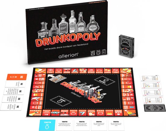 Afbeelding van het spel Allerion Drunkopoly – Time to get Drunk – Drankspel Monopoly – Bordspel – 8 Personen – Inclusief Cocktail Speelkaarten