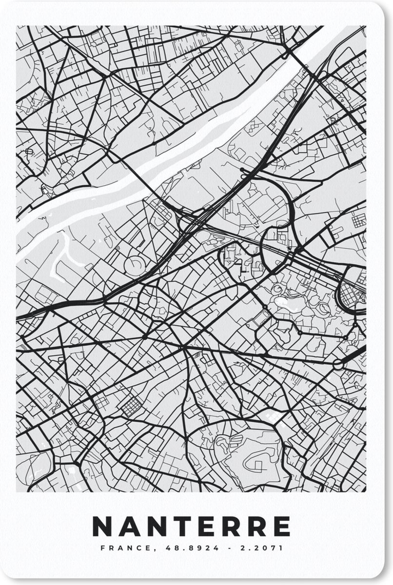 Muismat - Mousepad - Kaart - Frankrijk - Stadskaart - Plattegrond - Nanterre - 40x60 cm - Muismatten