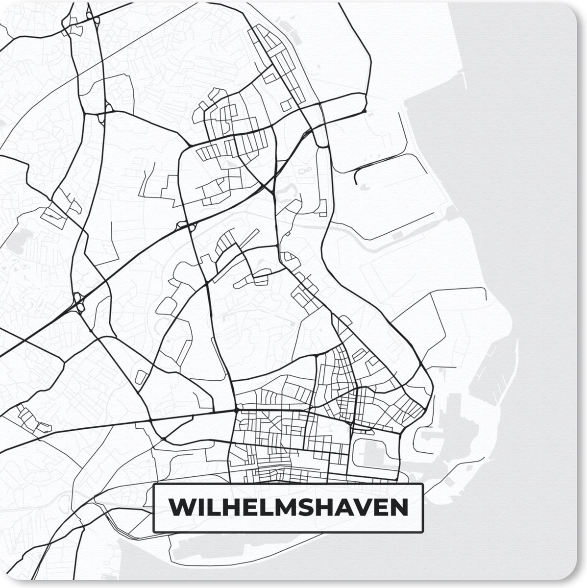 Muismat 20x20 cm - Mousepad Wilhemshaven - Plattegrond - Kaart - Stadskaart - Muismatten - Stadskaart