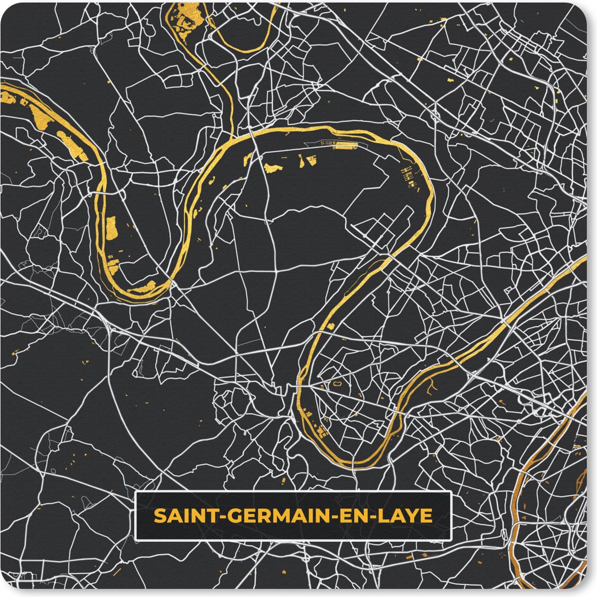 Muismat - Mousepad - Saint-Germain-en-Laye - Plattegrond - Frankrijk - Kaart - Stadskaart - 30x30 cm - Muismatten