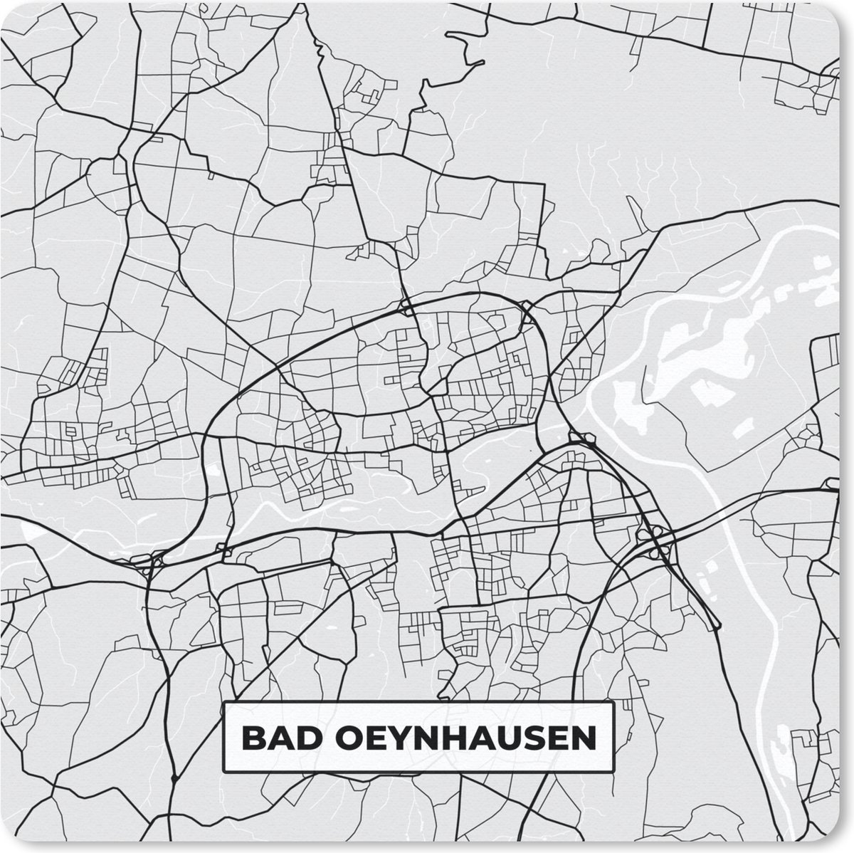 Muismat 20x20 cm - Mousepad Stadskaart - Plattegrond - Bad Oeynhausen - Duitsland - Kaart - Muismatten - Stadskaart
