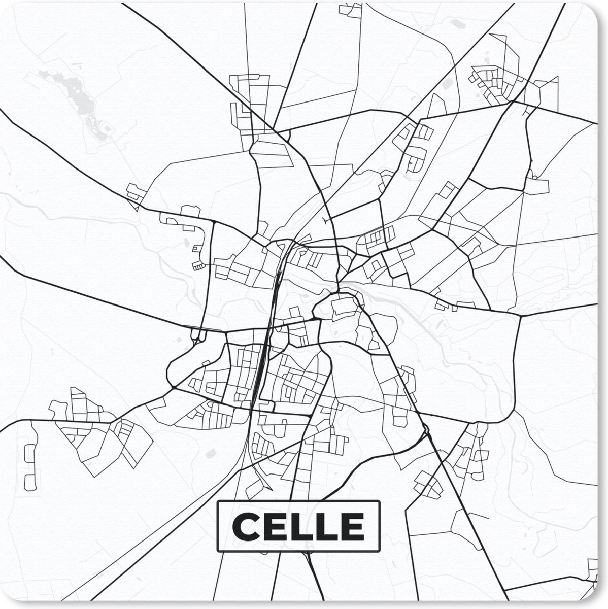 Muismat 20x20 cm - Mousepad Plattegrond - Celle - Kaart - Stadskaart - Muismatten - Stadskaart