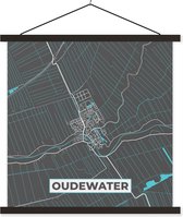 Affiche scolaire - Oudewater - Plan d'étage - Plan de la ville - Plan - 40x40 cm - Lattes noires