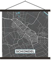 Posterhanger incl. Poster 40x40 cm - Schoolplaat - Kaart - Schijndel - Plattegrond - Stadskaart - Textielposter - Zwarte latten - Plattegrond
