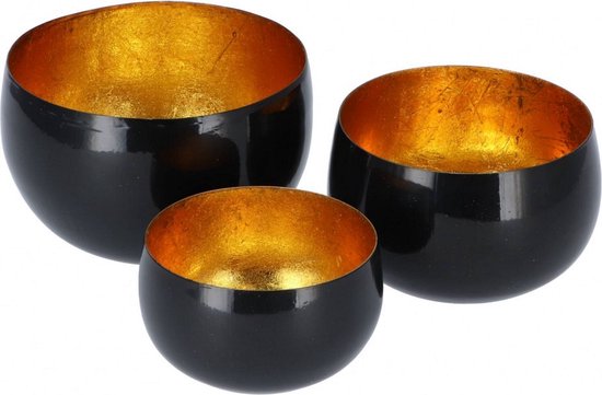 Waxinelichthouder - Egg set van drie zwart