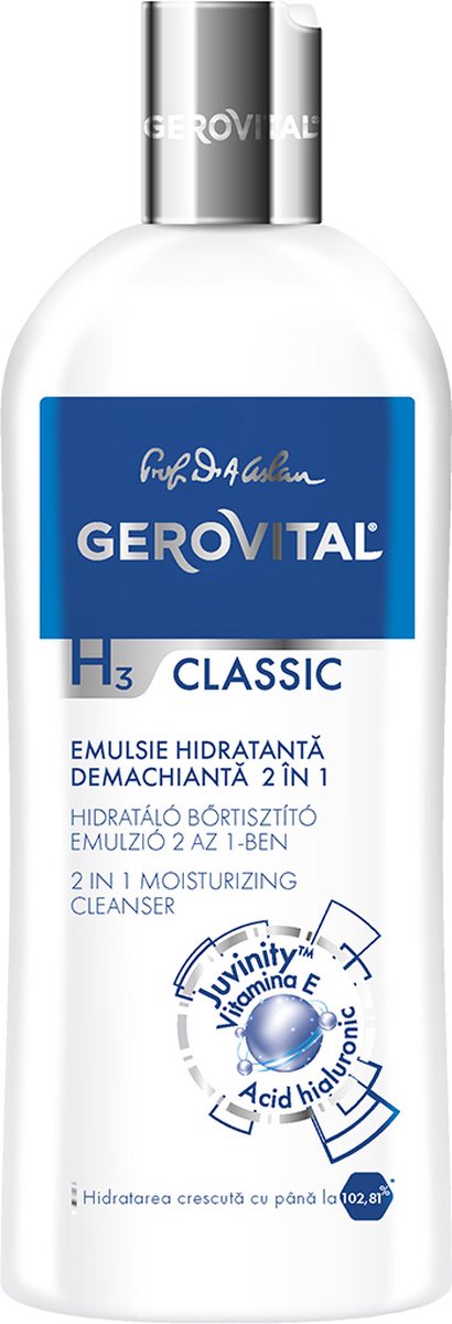 Gerovital H3 Classic 2 in 1 Moisturizing Cleanser met Hyaluronzuur en Vitamine E