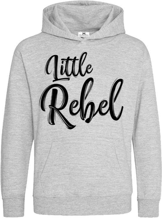 Sweat à capuche gris clair texte noir enfant-petit rebelle- Taille 7 7/8 ans