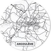 Muismat - Mousepad - Rond - Angoulême - Stadskaart – Plattegrond – Kaart – Frankrijk - Zwart wit - 30x30 cm - Ronde muismat