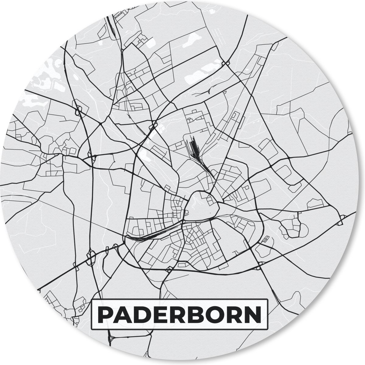 Muismat rond 20x20 cm - Mousepad Kaart - Plattegrond - Stadskaart - Duitsland - Paderborn - Ronde muismatten - Stadskaart
