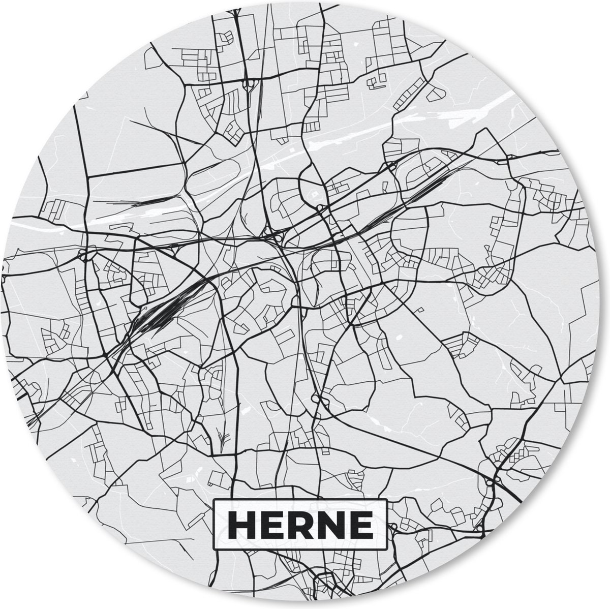 Muismat rond 40x40 cm - Mousepad Plattegrond - Kaart - Stadskaart - Duitsland - Herne - Ronde muismatten - Stadskaart