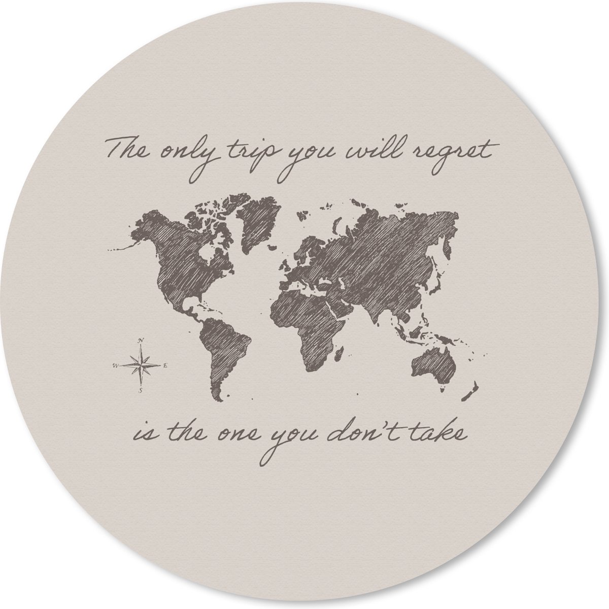 Muismat rond 20x20 cm - Mousepad Spreuken - Quotes - The only trip you will regret is the one you don't take - Reizen - Ronde muismatten