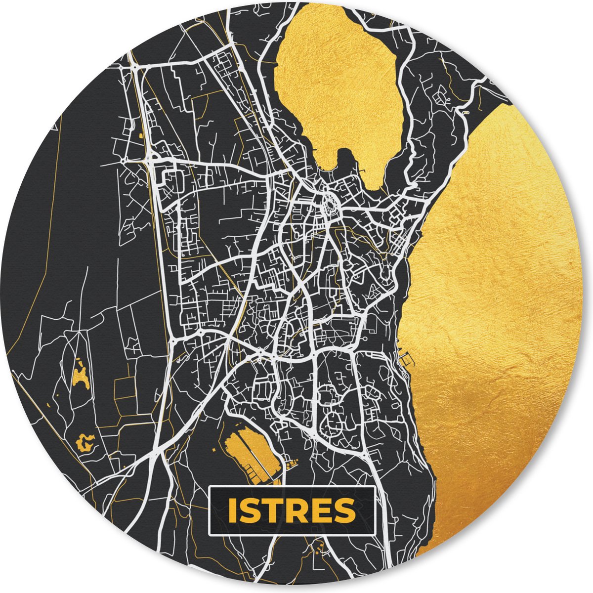 Muismat rond 40x40 cm - Mousepad Istres - Stadskaart – Plattegrond – Kaart – Frankrijk - Ronde muismatten - Stadskaart